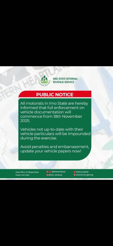 Chinedu Agu Faults the Imo Internal Revenue Service over Threat to Impound Vehicles, Hails Ban on ENTRACO in Open Letter to Imo AG